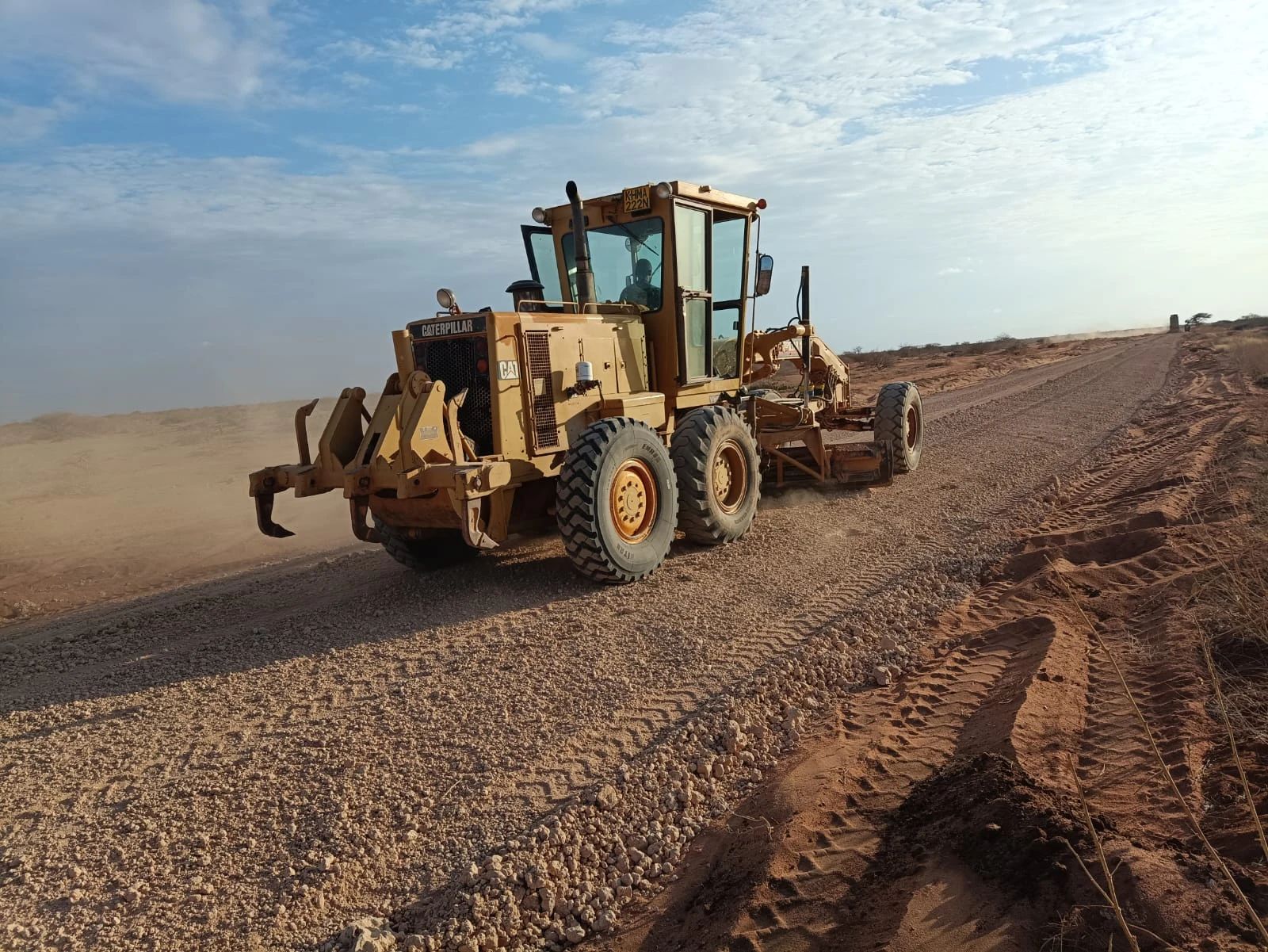Road construction and grading works at Basa Hadado Road, Isiolo