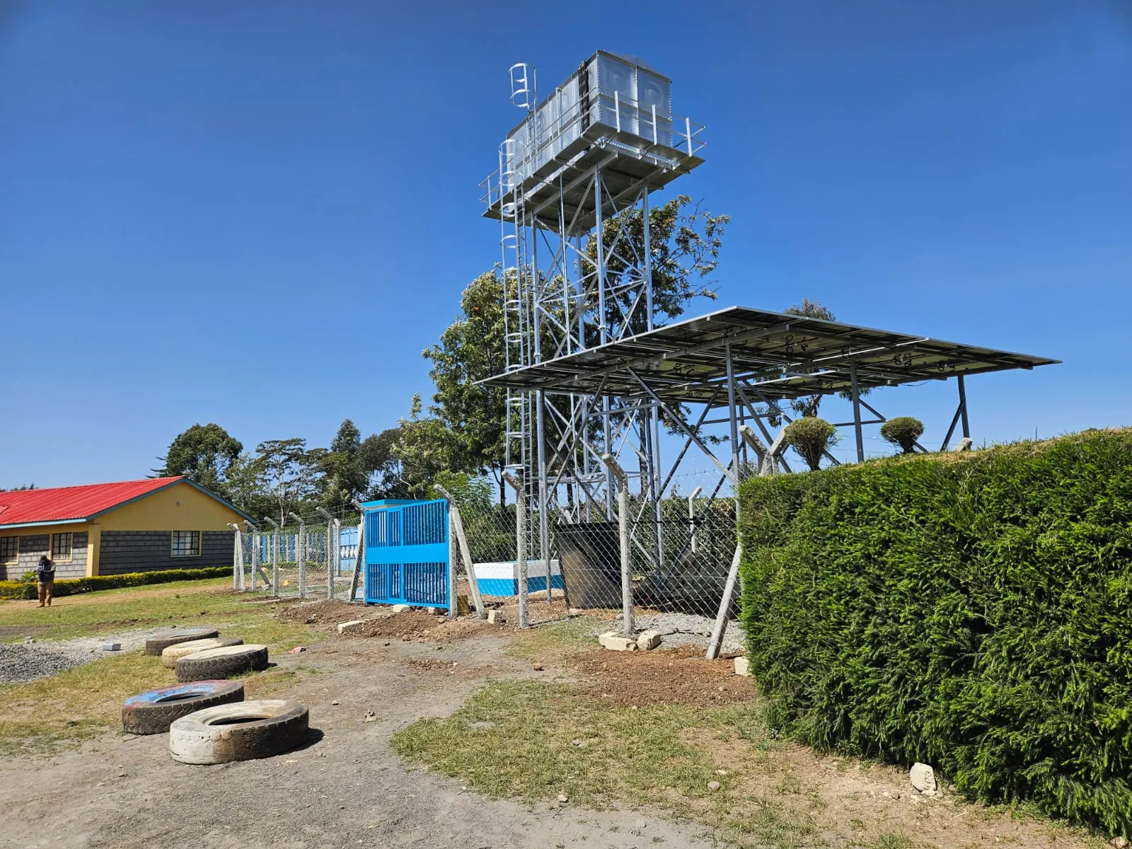 Elevated water tank, pump house and water infrastructure from a completed J.M & Partners project